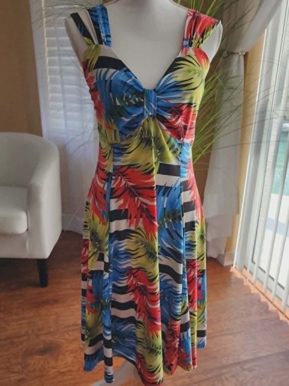 Pretty Woman Tropical Palm Leaf Midi Dress